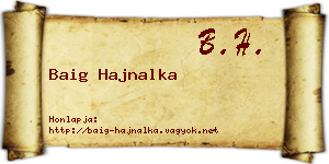 Baig Hajnalka névjegykártya